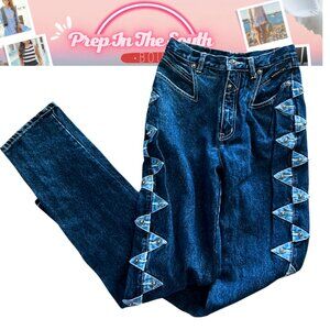 Vintage 90s Western Ethics Two-Tone Studded High Waisted Jeans (Sz 5)